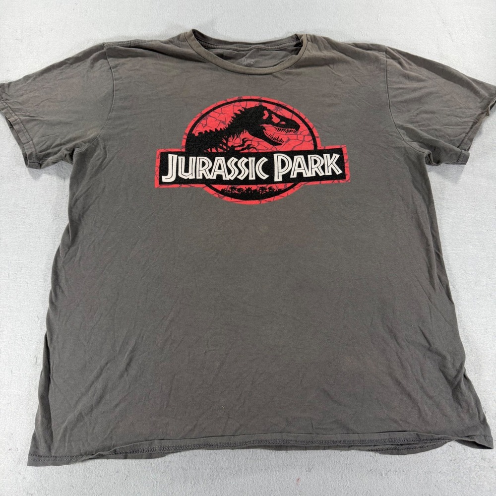 Jurassic Park T-Shirt Mens Large Gray T-Rex‎ Graphic Funko Tee